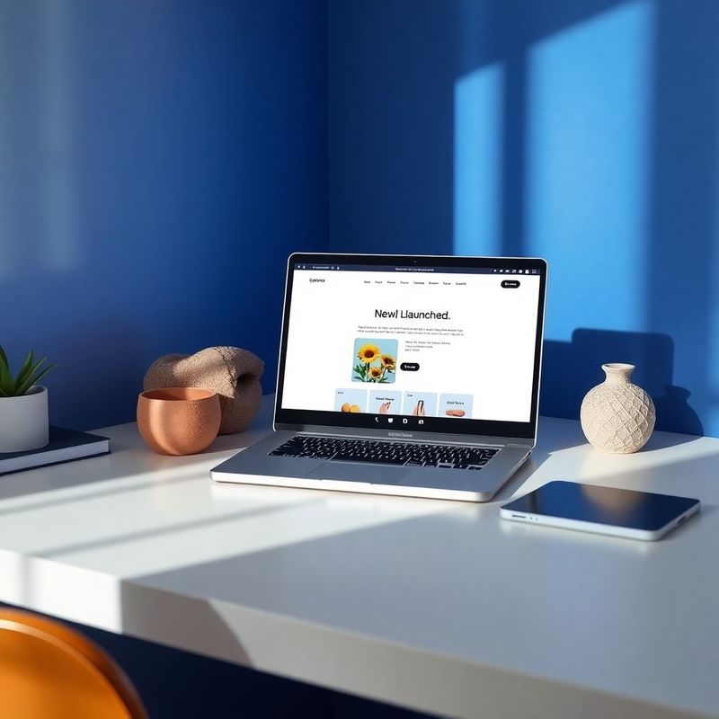 Uredan radni stol s laptopom koji prikazuje tek pokrenutu web stranicu